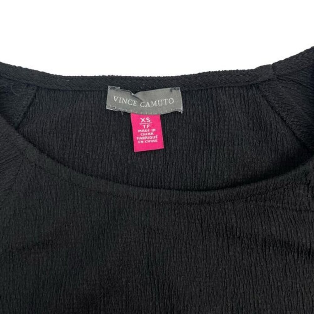 Vince Camuto Women's Black 3/4 Length Puff Sleeve Top XS - Picture 3 of 5